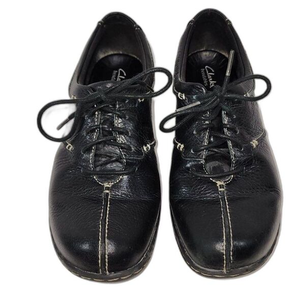 Clarks Shoes - Clarks Bendables Black Leather Lace Up Casual Shoes Size 7.5M